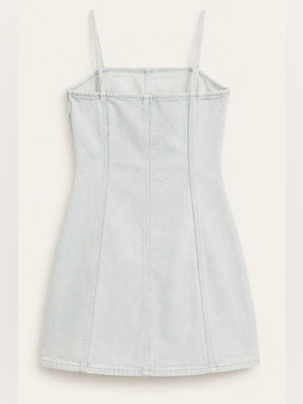 ZARA Light Wash Denim Mini Dress Womens M Spaghetti Strap Zip Side NWT - Picture 4 of 5